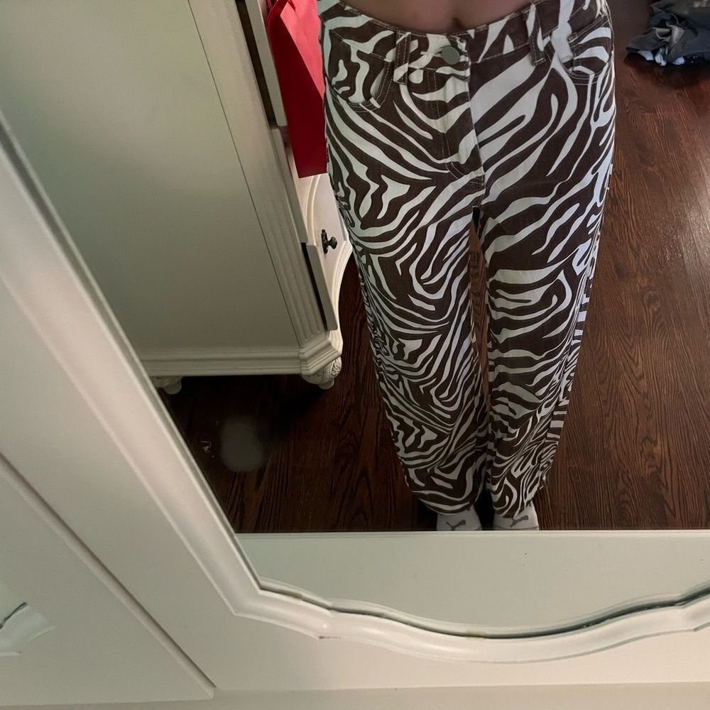 Zebra printed jeans